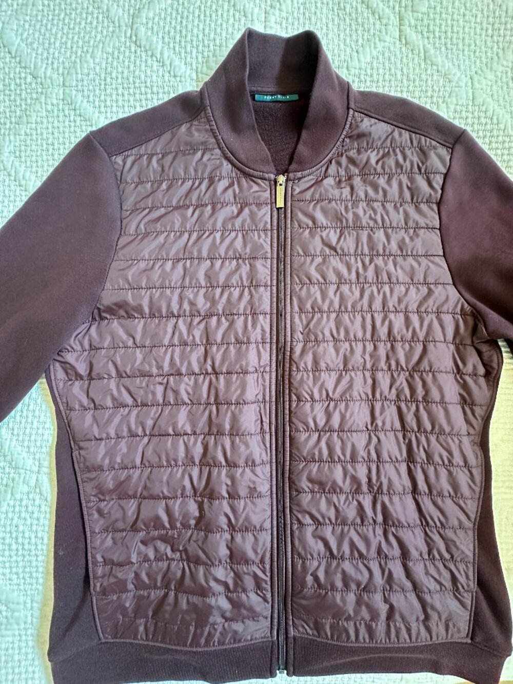 Perry Ellis Men's Quilted Plum Zip Up